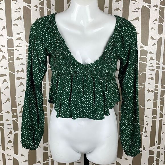 La Hearts Tops - L.A. Hearts Ditsy Floral Cropped Smocked Top XS